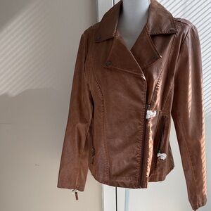 Brown Faux Leather Women's Jacket
